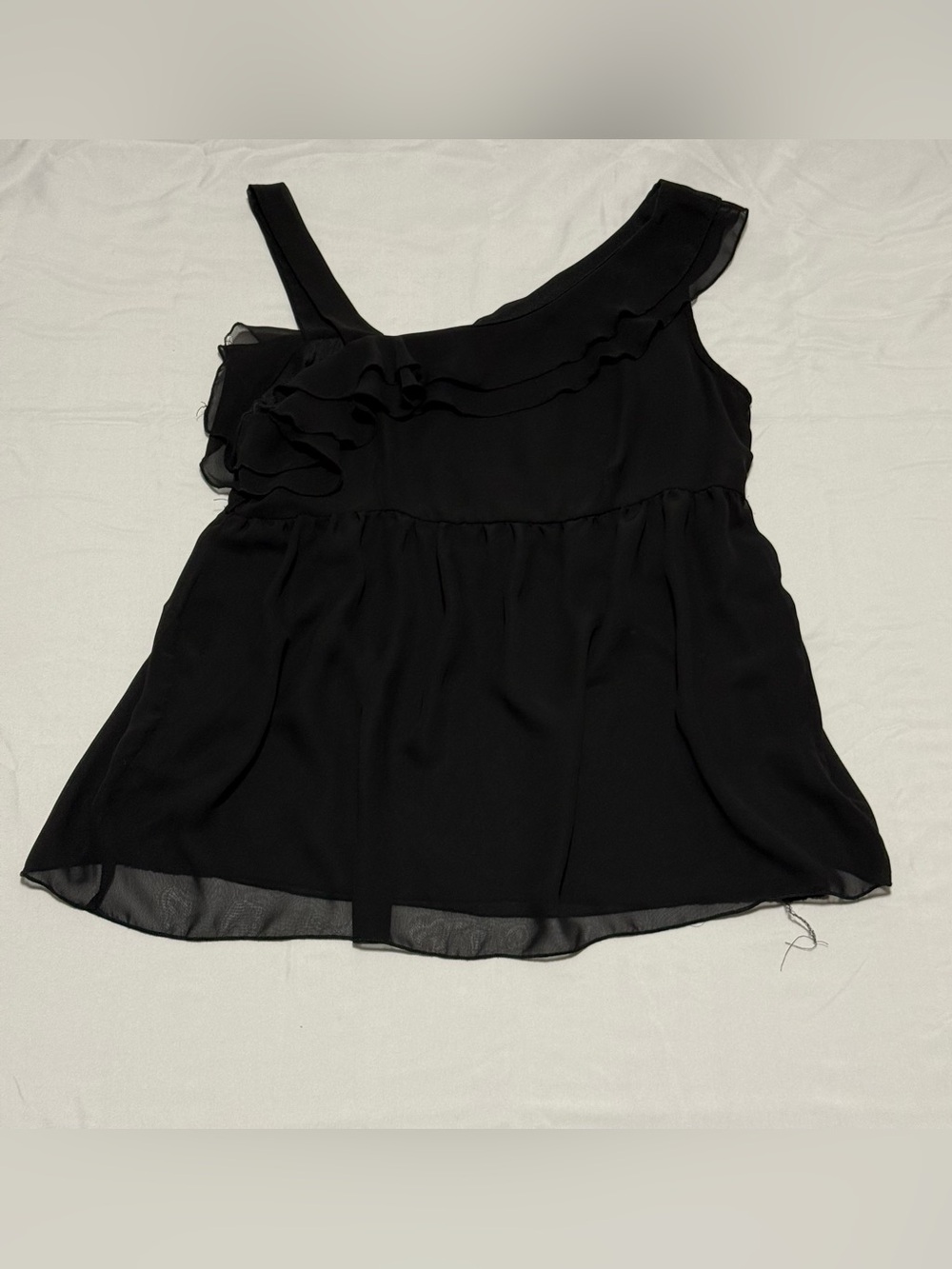✨3 for $20 THX Thanx Collection Black Asymmetrical Ruffle Sleeveless Chiffon Top